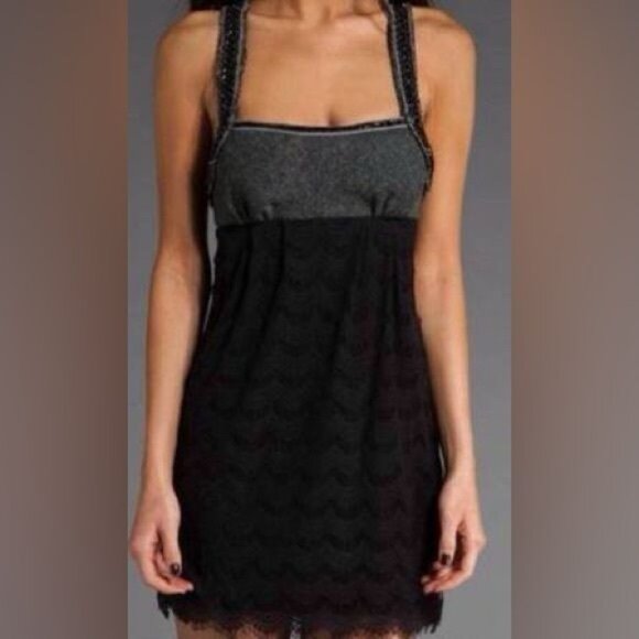 NWT Free People Tweed & Lace Mini Dress - Picture 3 of 5